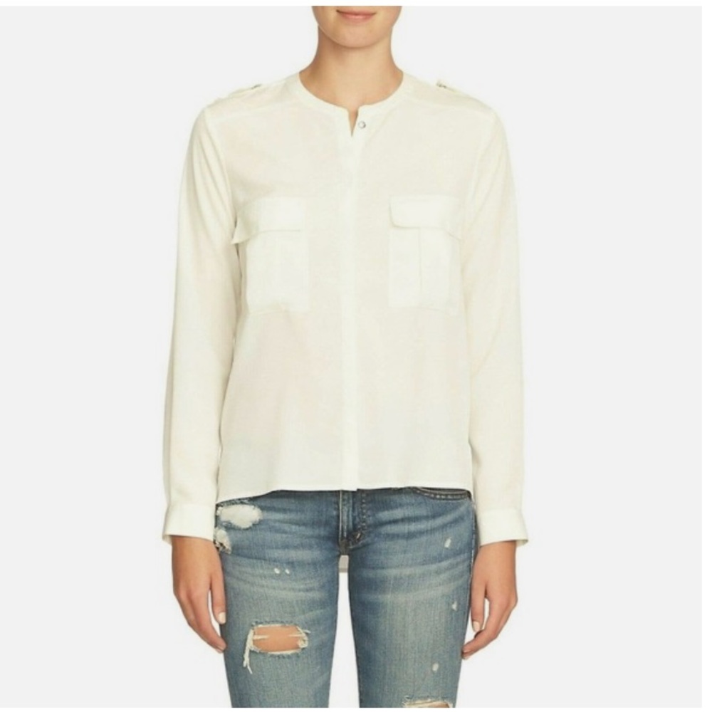 1.State | Patch Pocket Blouse w/epaulets